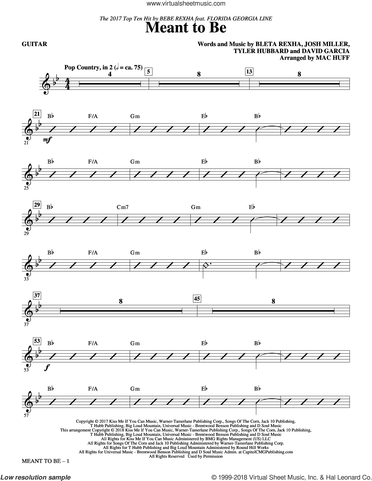 Meant to Be (Feat. Florida Georgia Line) (arr. Mac Huff)