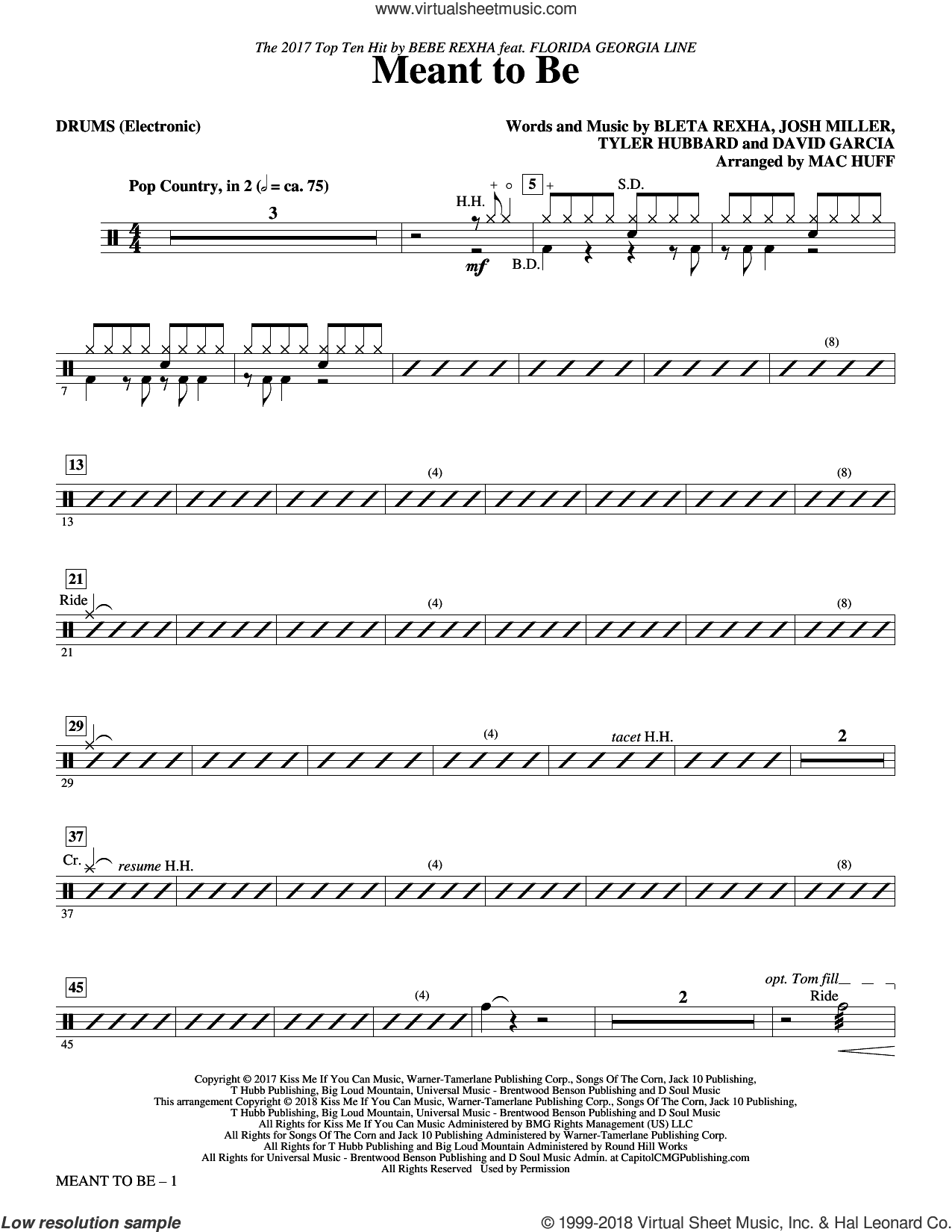Meant to Be (Feat. Florida Georgia Line) (arr. Mac Huff)