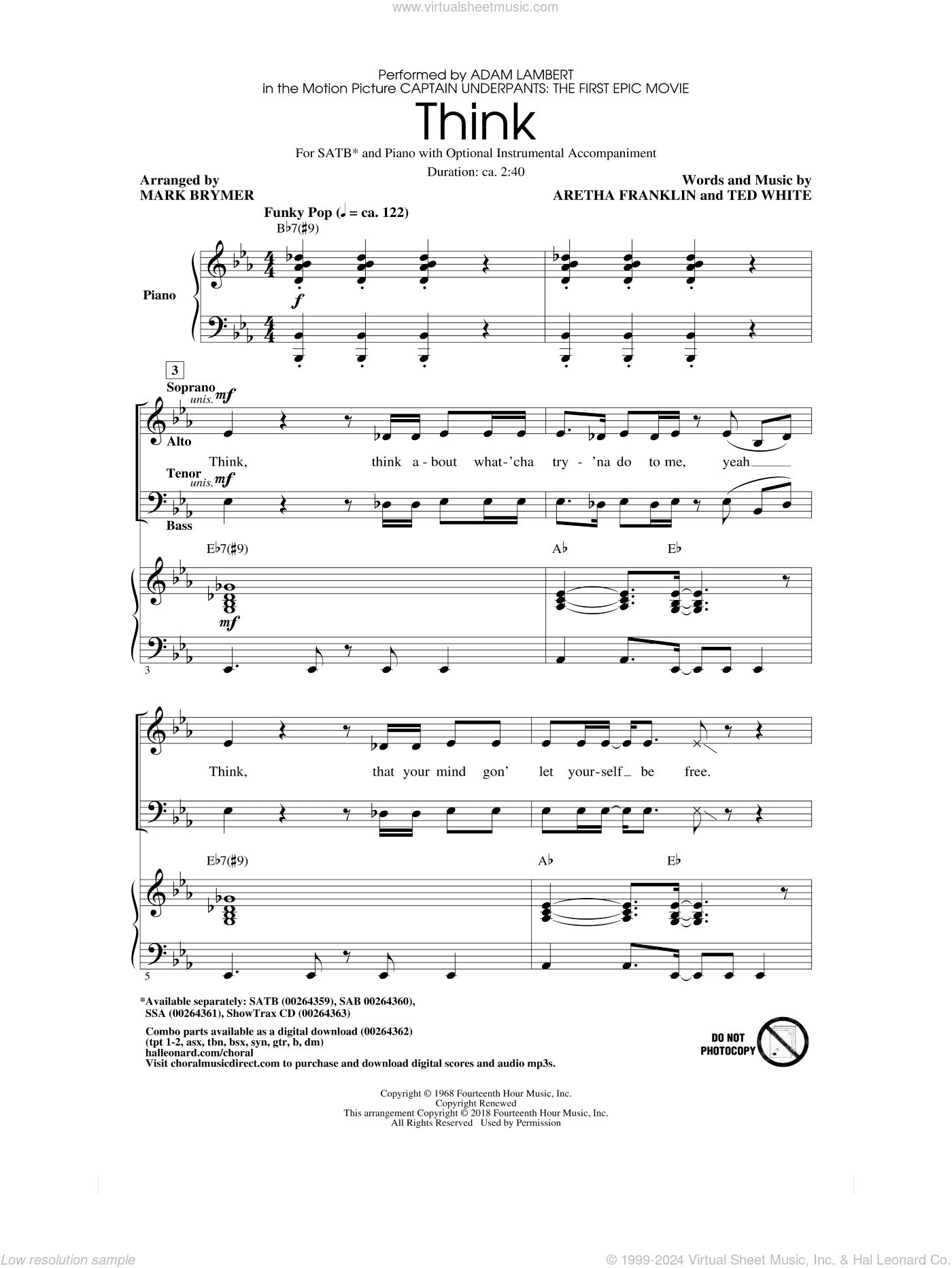 Think (from Captain Underpants: The First Epic Movie) (Arr. Mark Brymer)