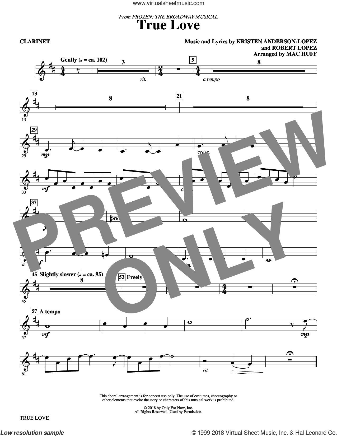 True Love (from Frozen: the Broadway Musical) (Arr. Mac Huff)