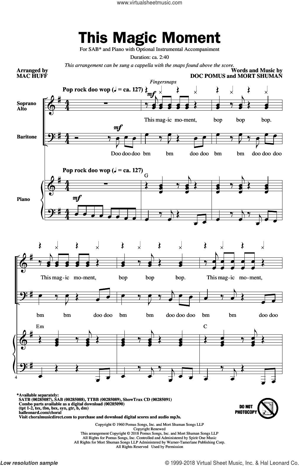 This Magic Moment (arr. Mac Huff)