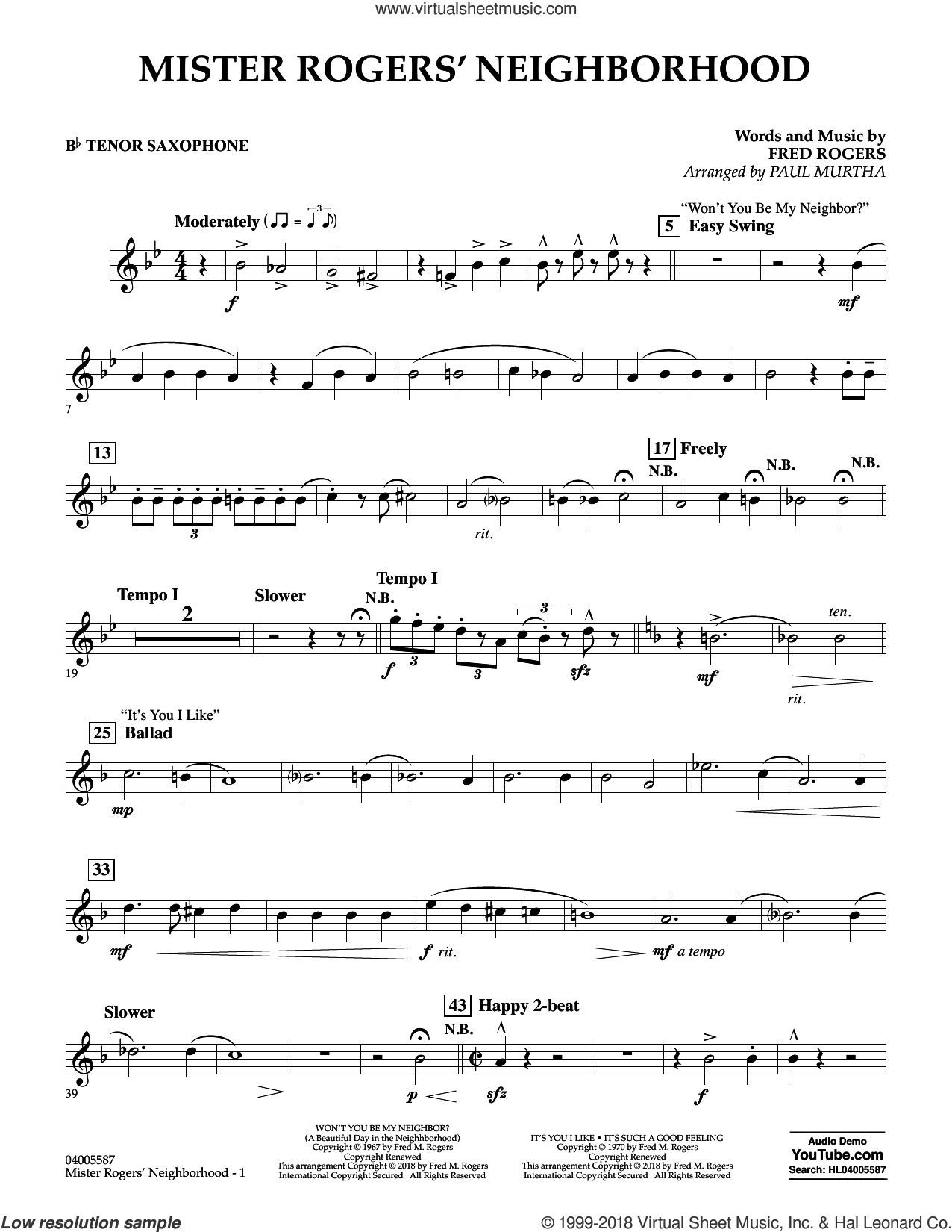 Mister Rogers' Neighborhood (Arr. Paul Murtha)