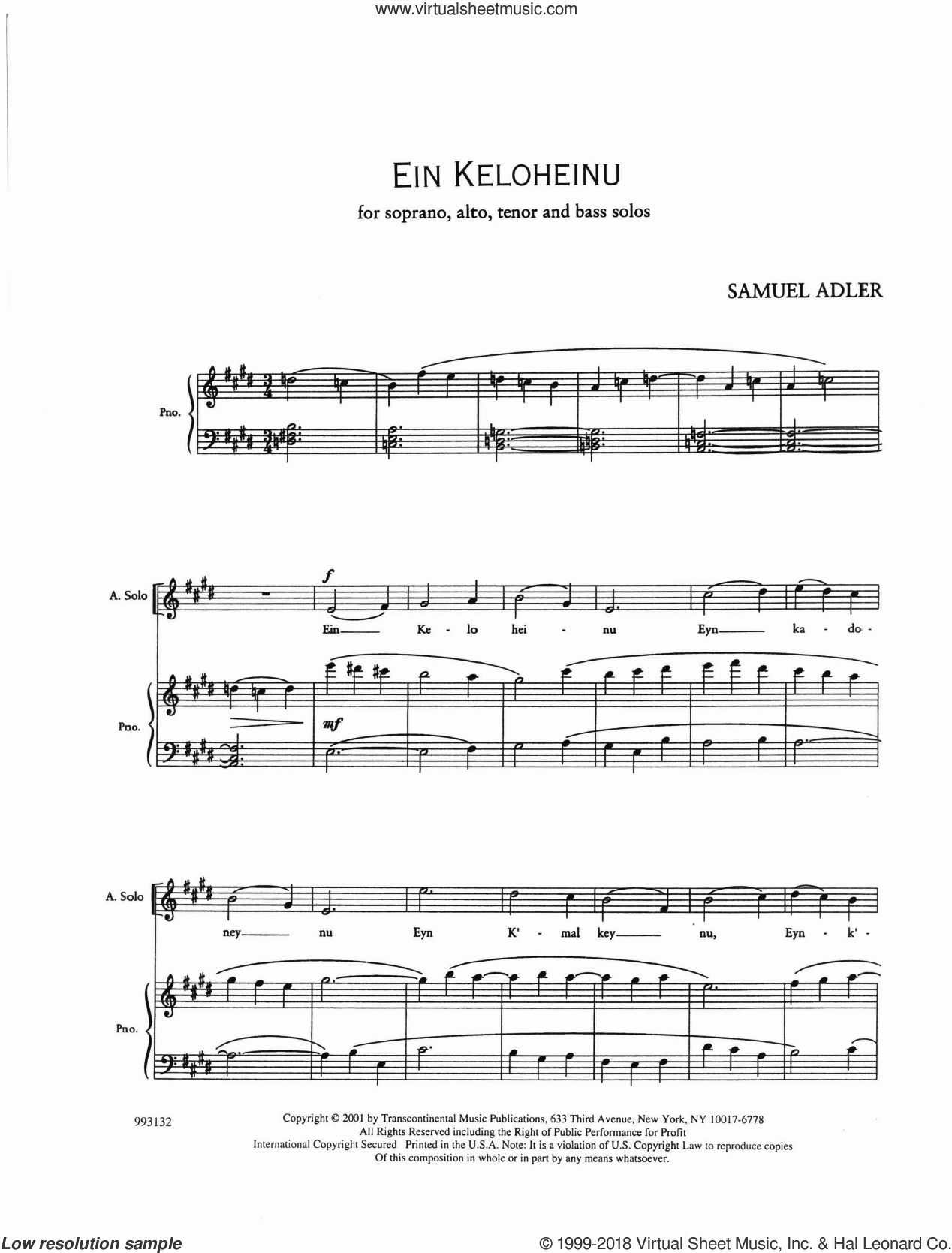 Five Sephardic Choruses: Ein Keloheinu