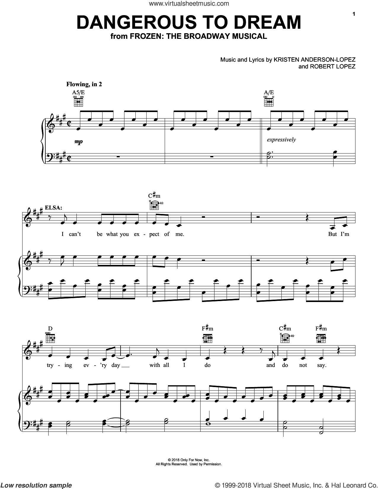 Dangerous To Dream (from Frozen: the Broadway Musical)