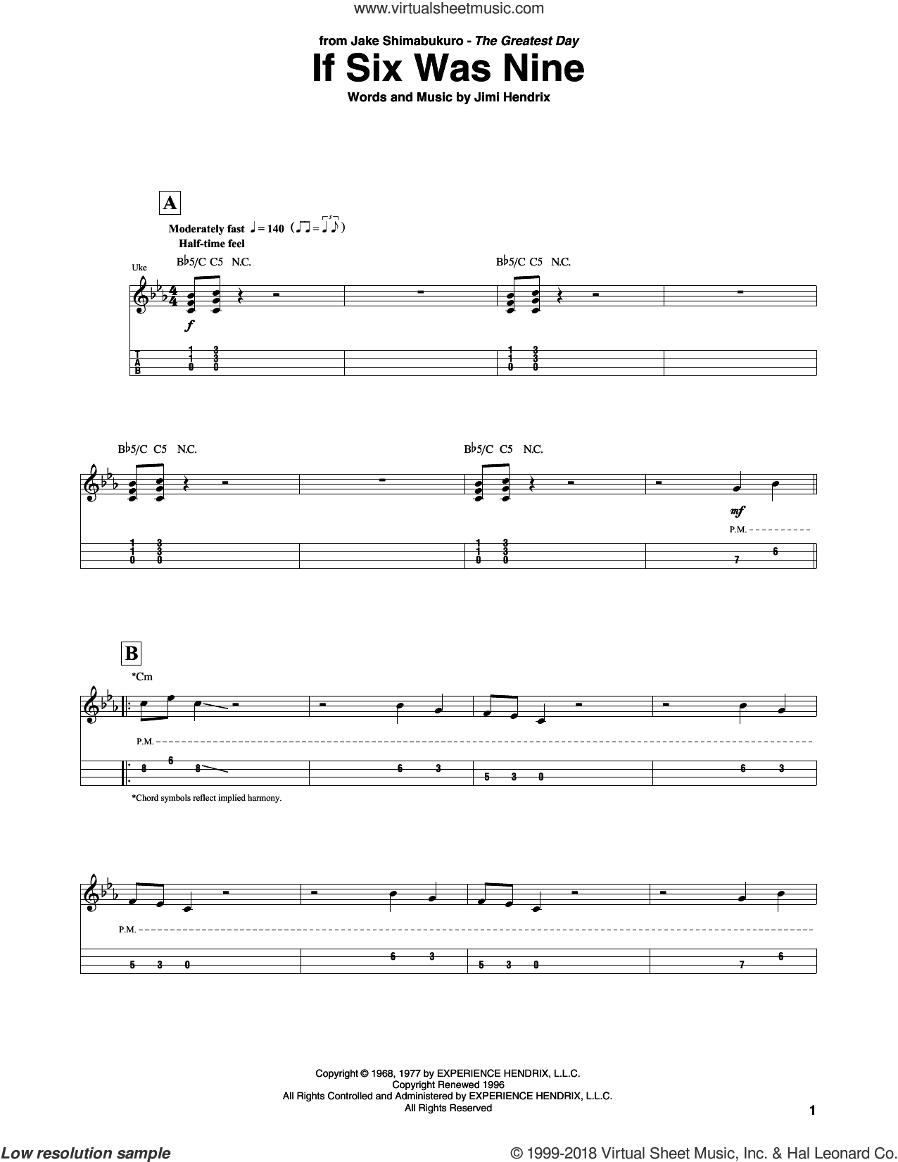 If Six Was Nine (arr. Jake Shimabukuro)