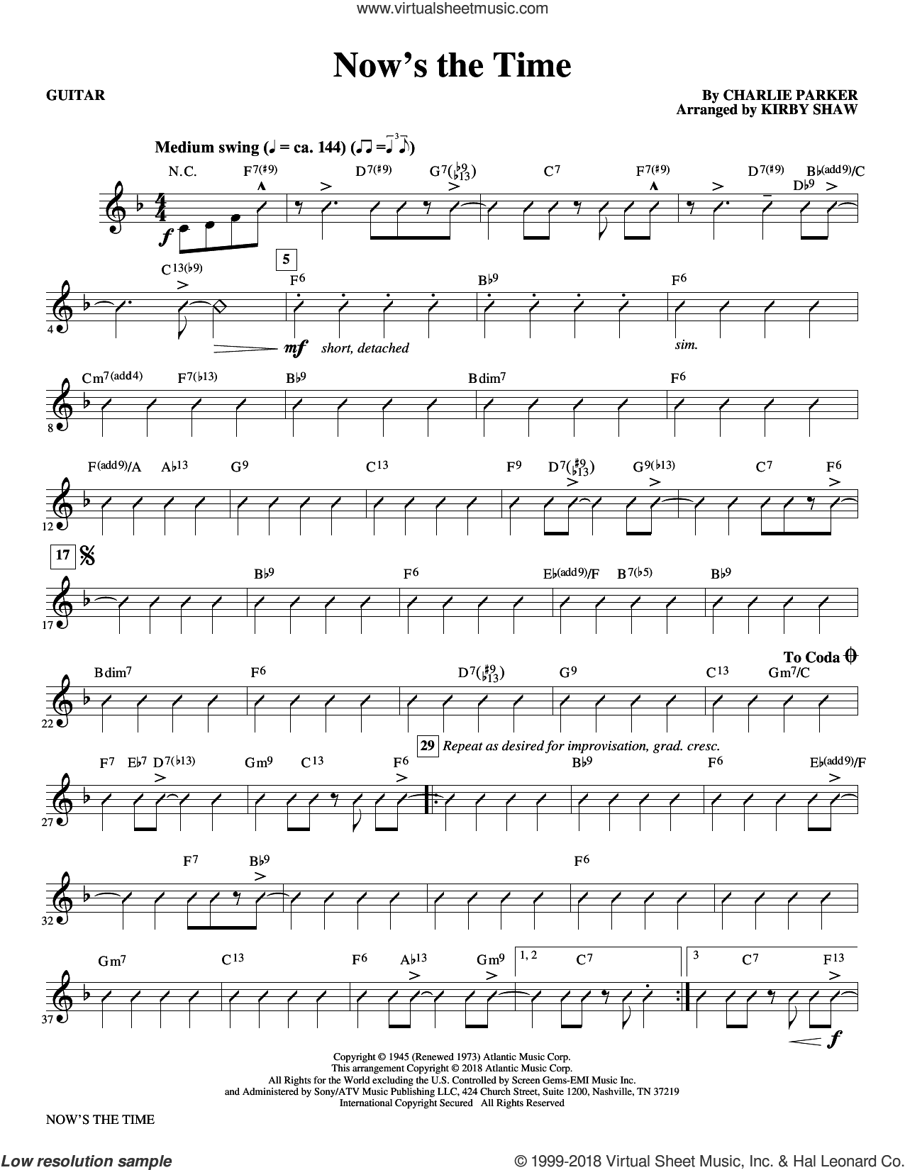 Now's the Time (arr. Kirby Shaw) (complete set of parts)