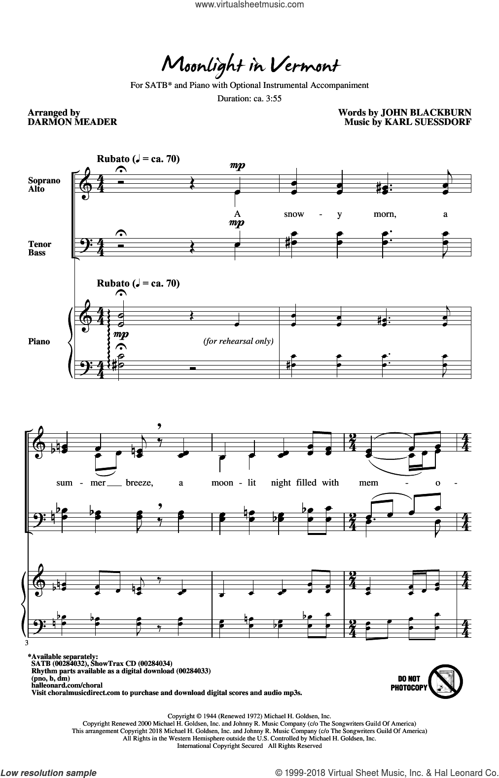 Moonlight in Vermont (arr. Darmon Meader)
