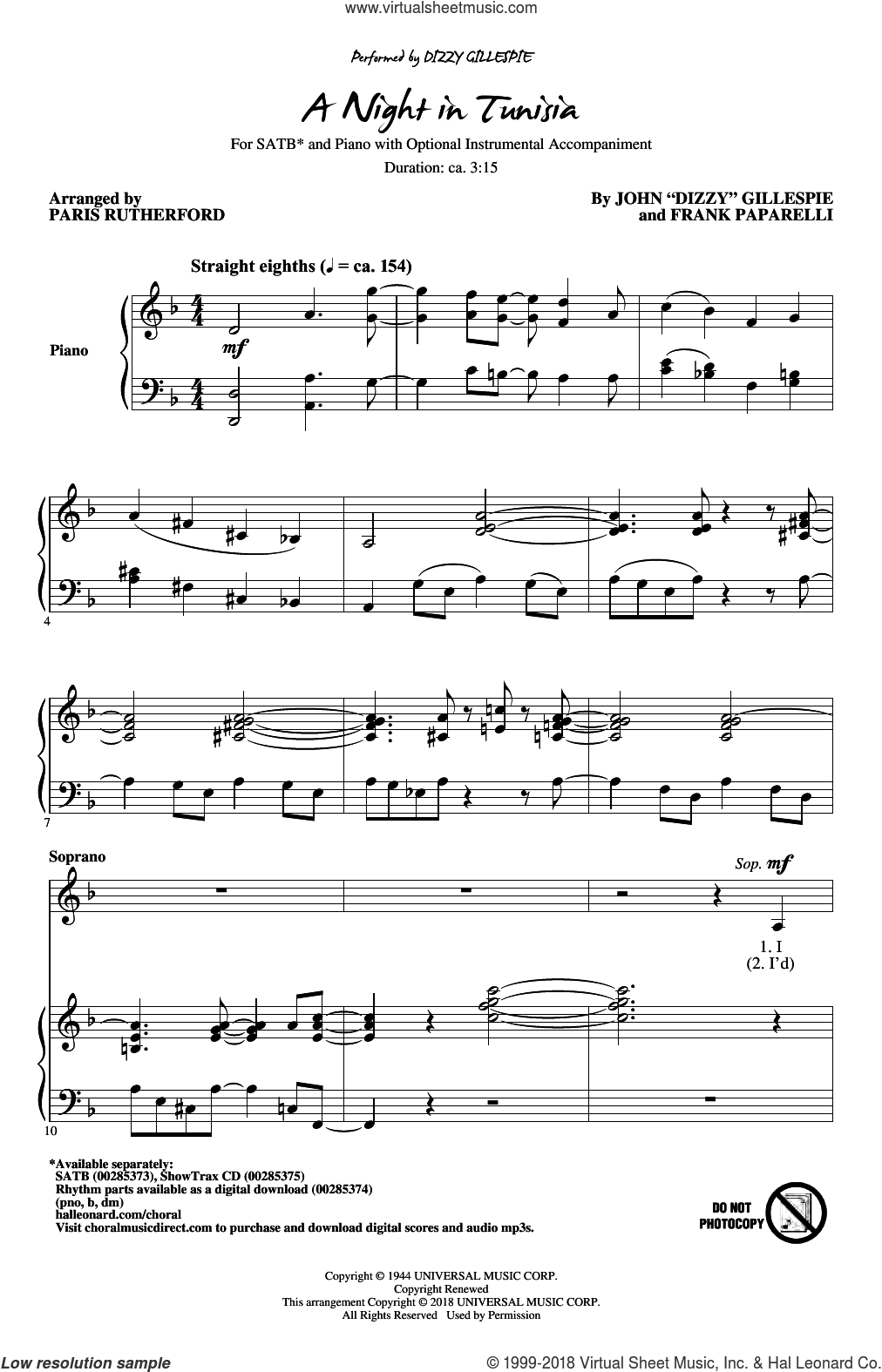 A Night In Tunisia (arr. Paris Rutherford)