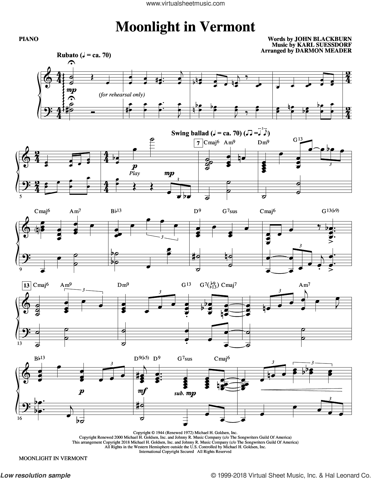 Moonlight in Vermont (arr. Darmon Meader)