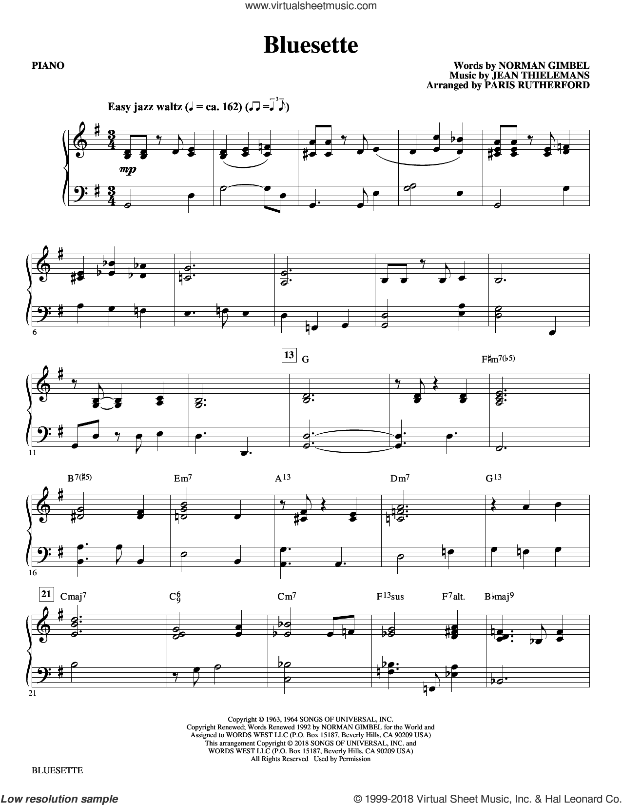 Bluesette (arr. Paris Rutherford) (complete set of parts)