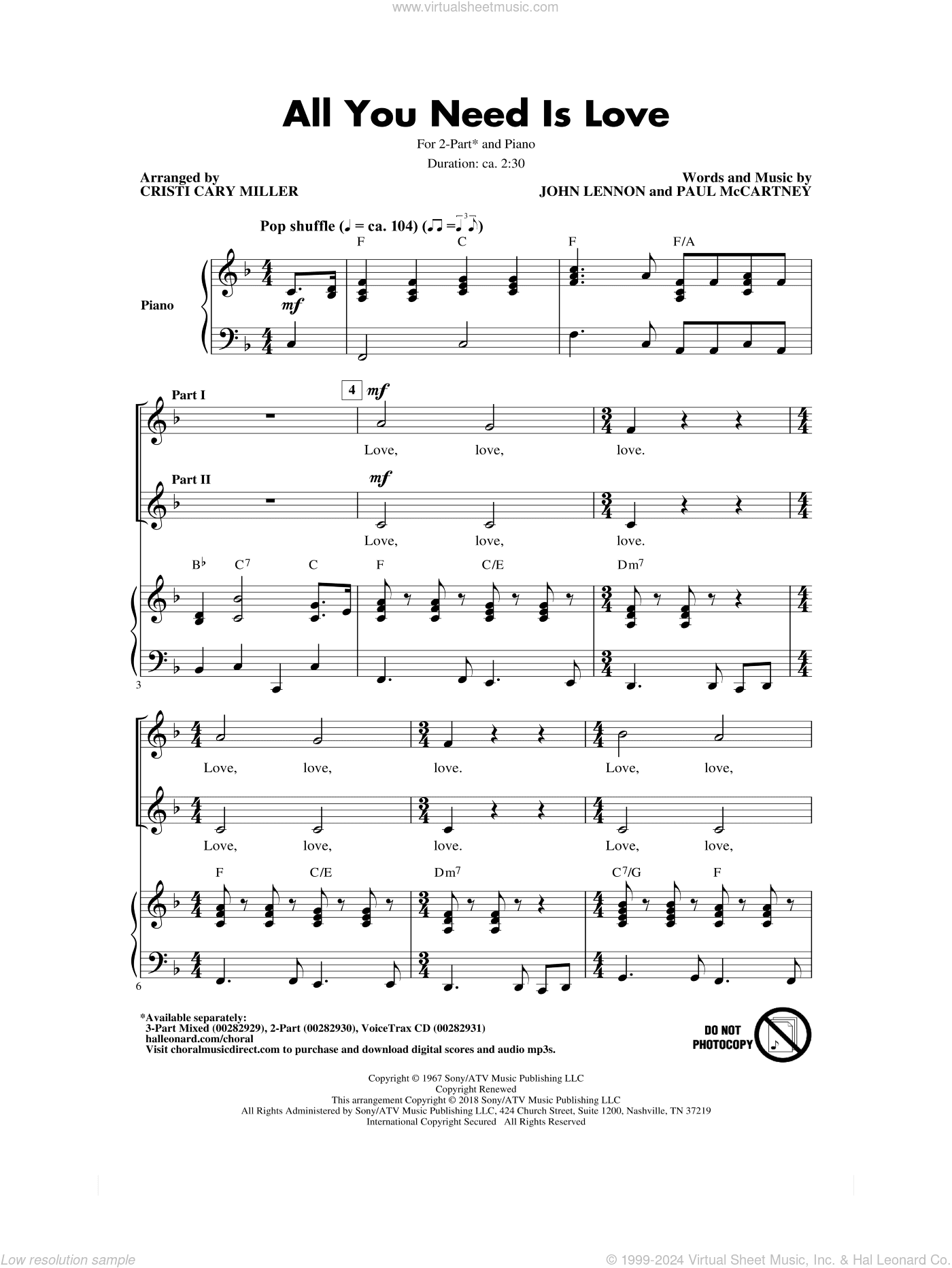 All You Need Is Love (arr. Cristi Cari Miller)