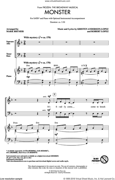 Monster (from Frozen: The Broadway Musical) (arr. Mark Brymer)