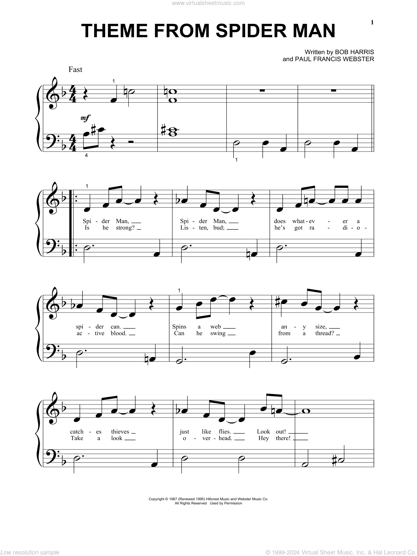Theme From Spider-Man, (beginner)