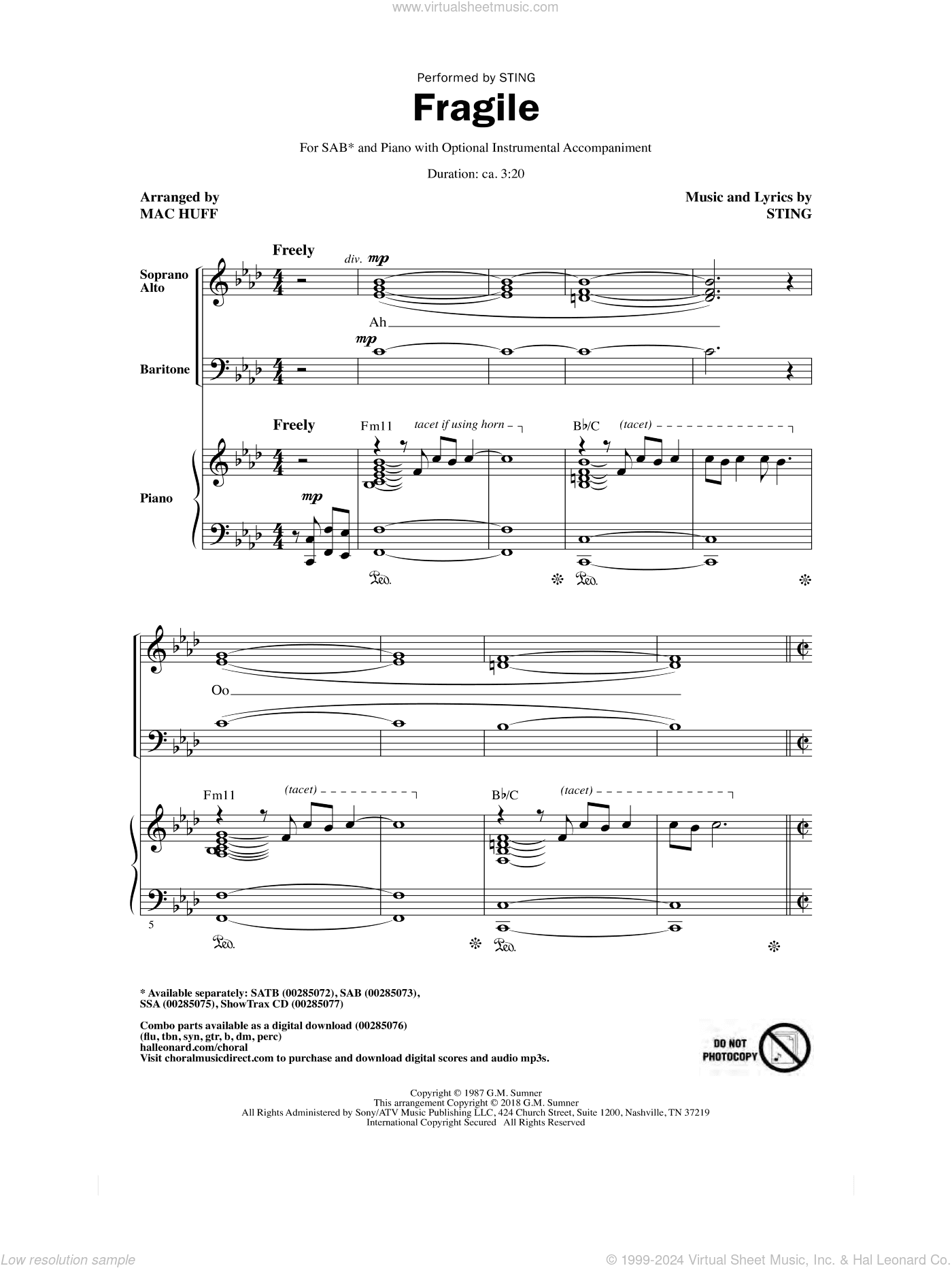 Fragile (arr. Mac Huff)