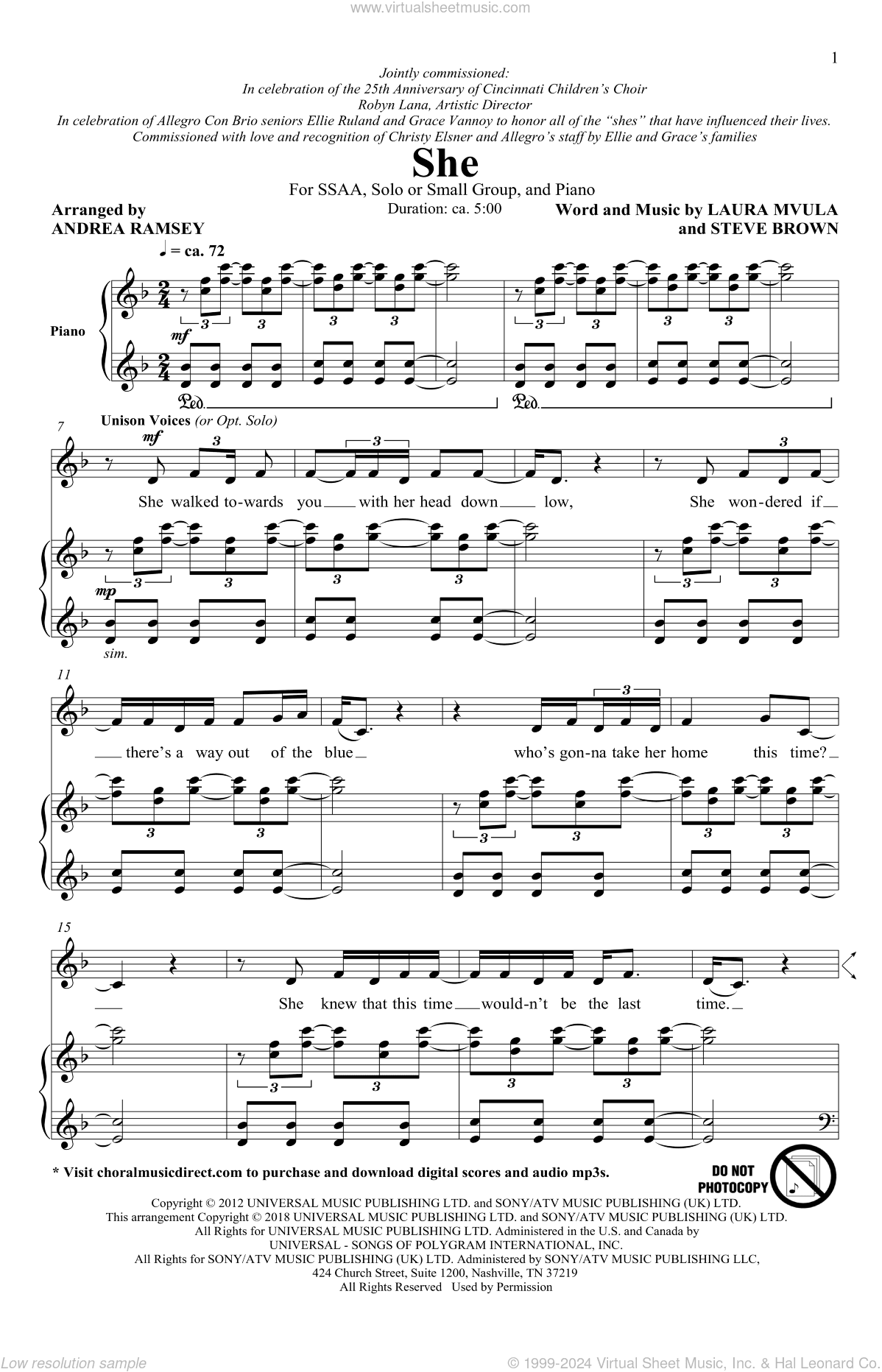 She (arr. Andrea Ramsey)