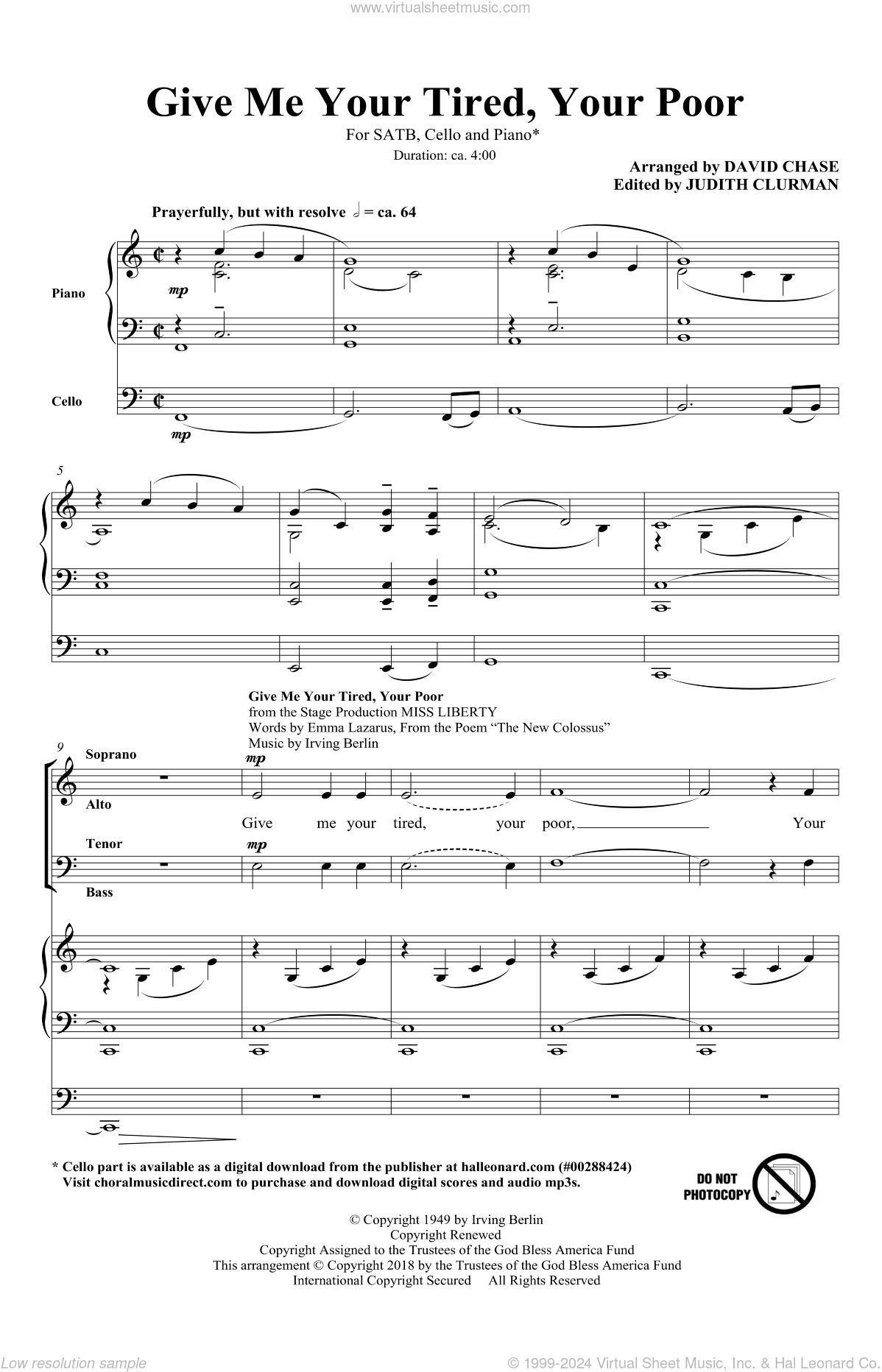 Give Me Your Tired, Your Poor (with "God Bless America") (arr. David Chase)