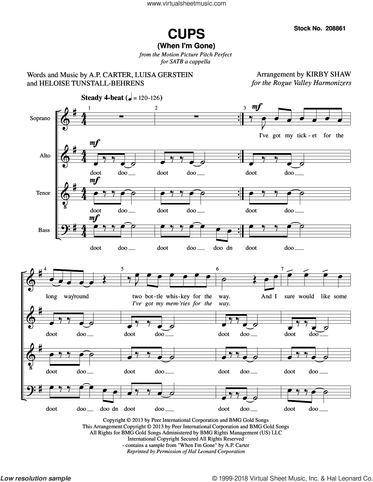 Cups (When I'm Gone) (from Pitch Perfect) (arr. Kirby Shaw)