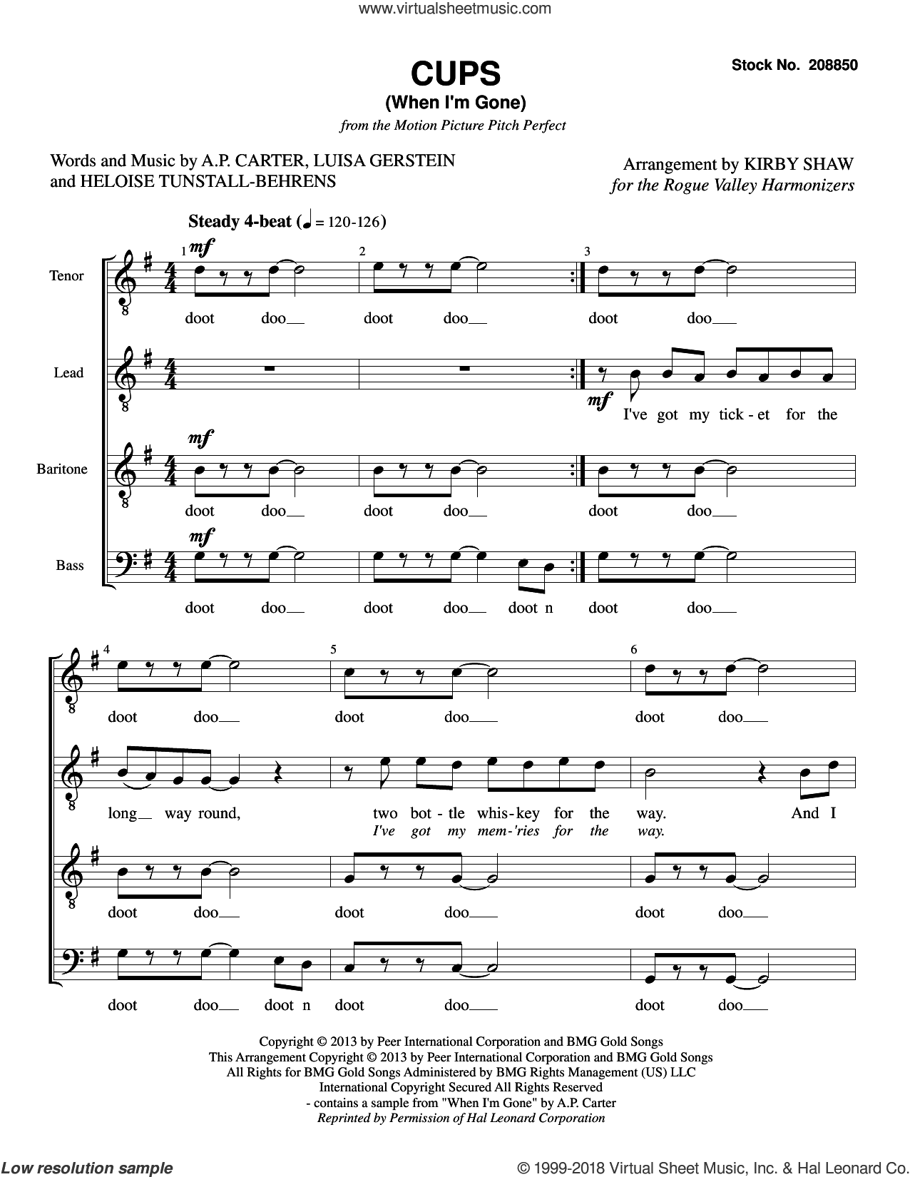 Cups (When I'm Gone) (from Pitch Perfect) (arr. Kirby Shaw)
