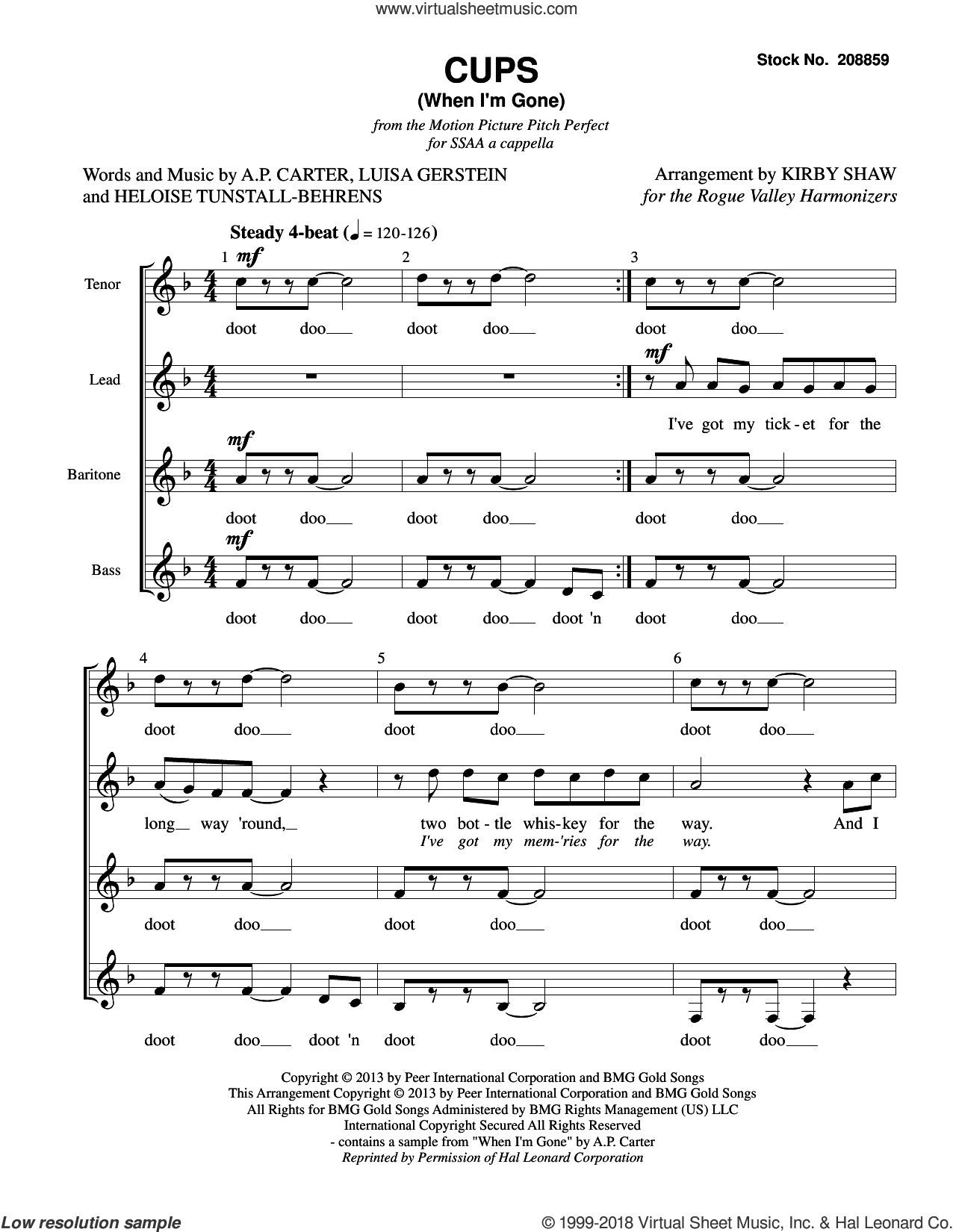 Cups (When I'm Gone) (from Pitch Perfect) (arr. Kirby Shaw)