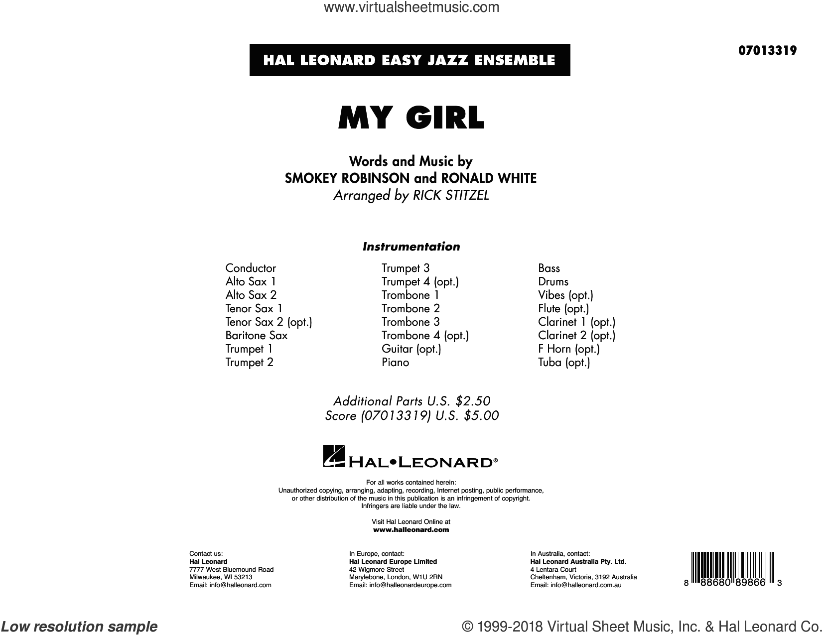My Girl (arr. Rick Stitzel) (COMPLETE)