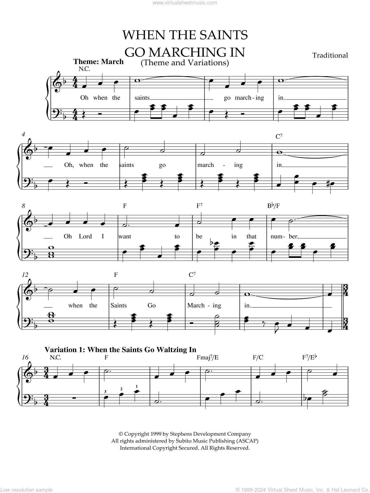 When The Saints Go Marching In (Theme and Variations)