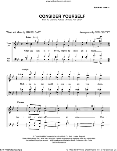 Consider Yourself (from Oliver) (arr. Tom Gentry)