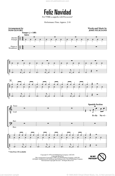 Feliz Navidad (arr. Tom Gentry, David Briner)