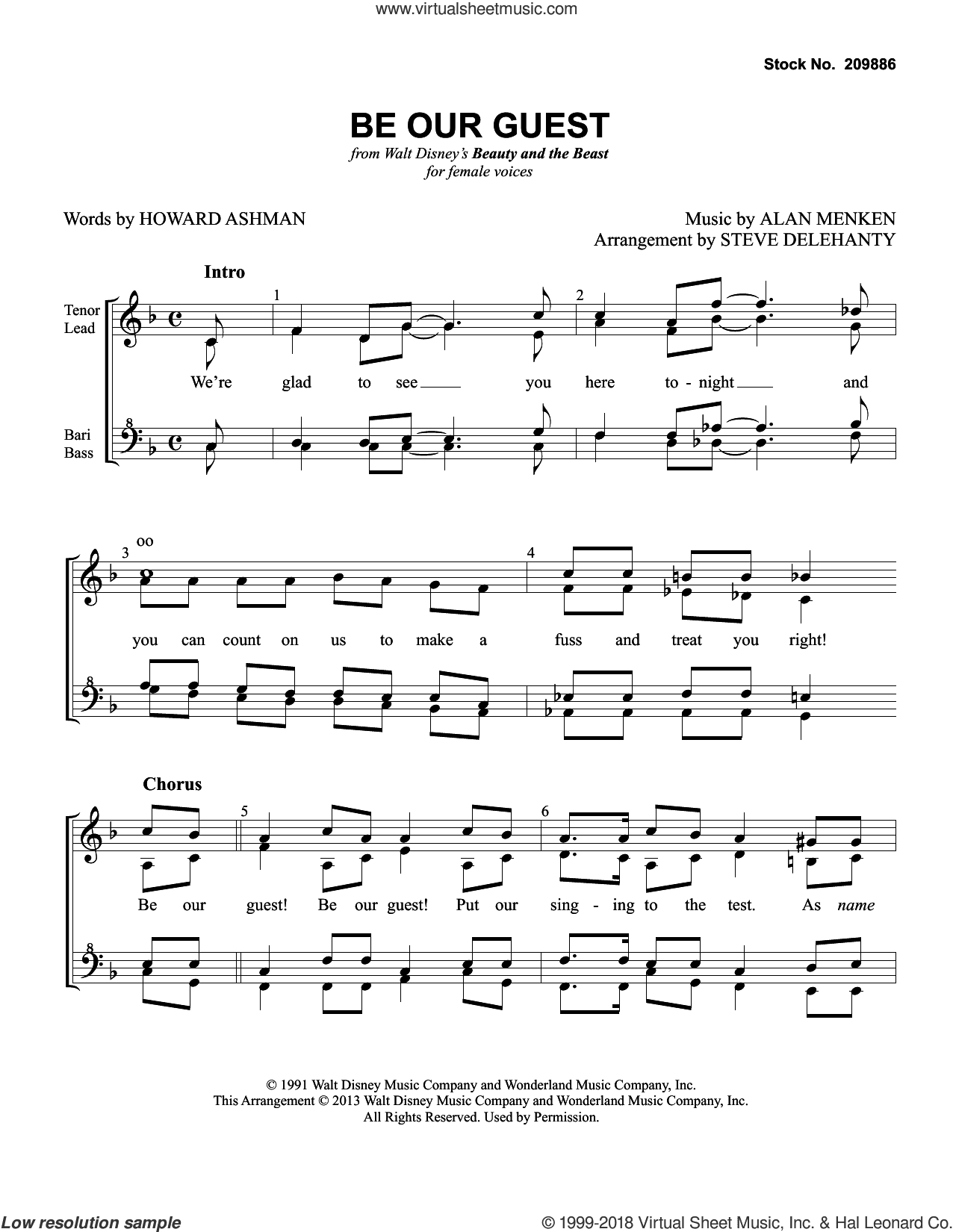 Be Our Guest (from Beauty and The Beast) (arr. Steve Delehanty)