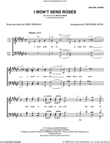 I Won't Send Roses (from Mack and Mabel) (arr. Theodore Hicks)
