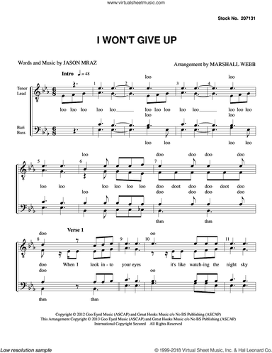 I Won't Give Up (arr. Marshall Webb)