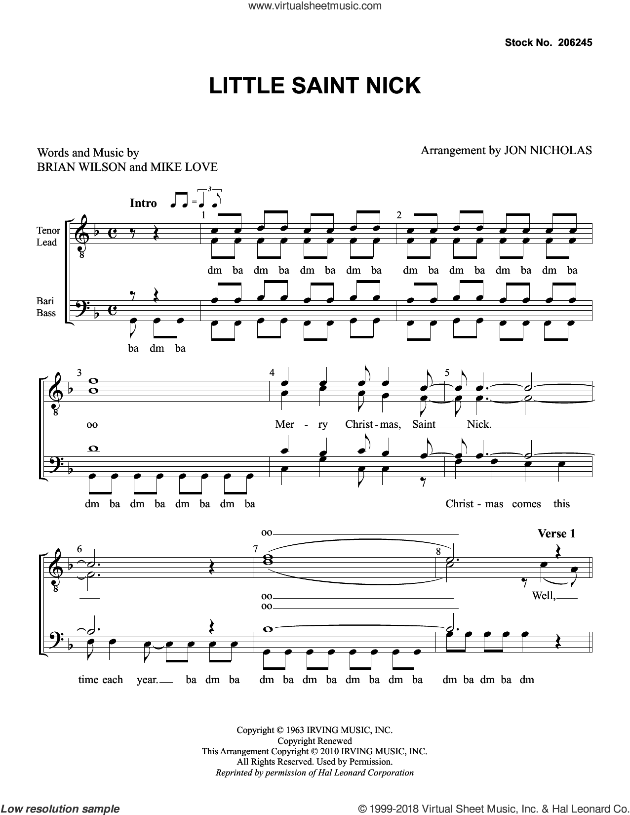 Little Saint Nick (arr. Jon Nicholas)