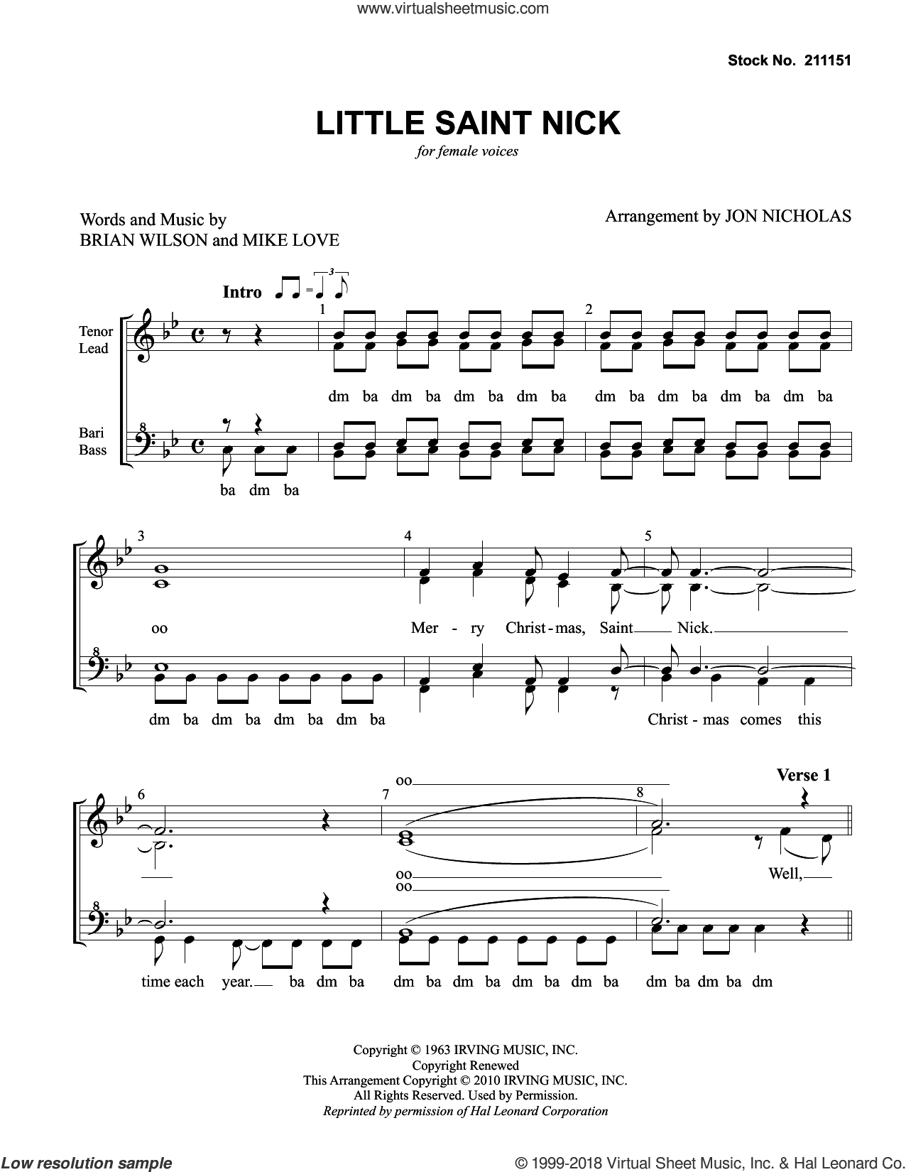 Little Saint Nick (arr. Jon Nicholas)