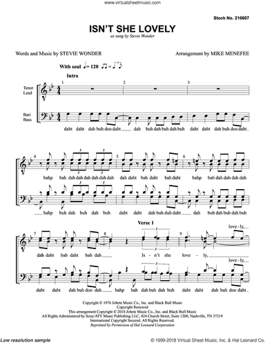 Isn't She Lovely (arr. Mike Menefee)