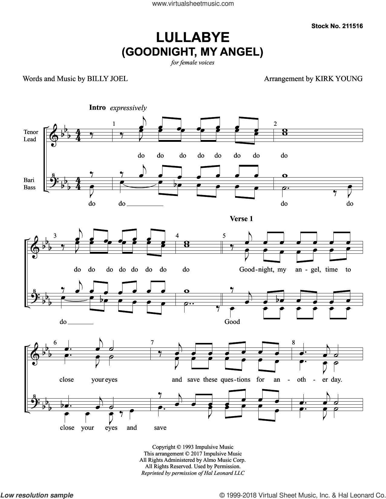 Lullaby (Goodnight My Angel) (arr. Kirk Young)