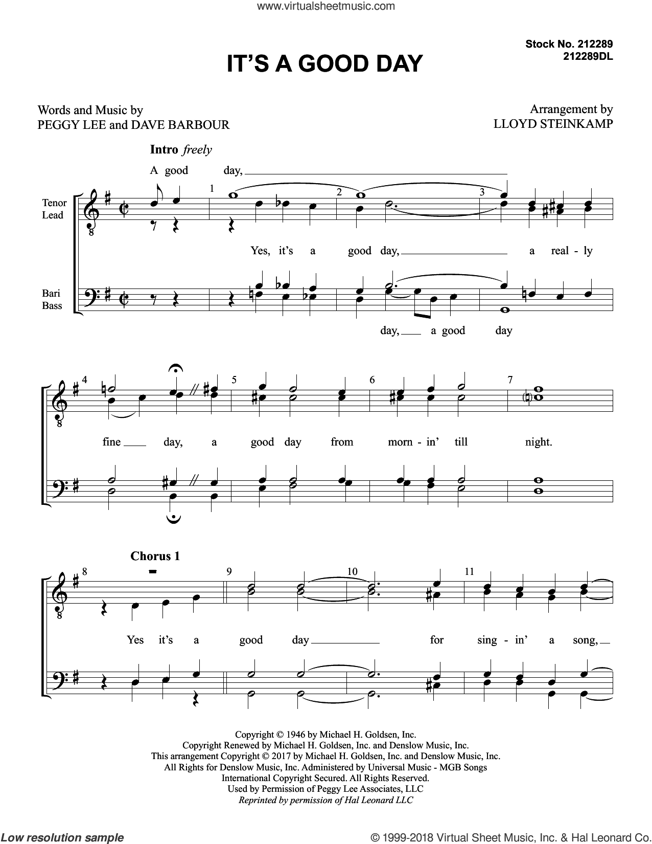 It's a Good Day (arr. Lloyd Steinkamp)
