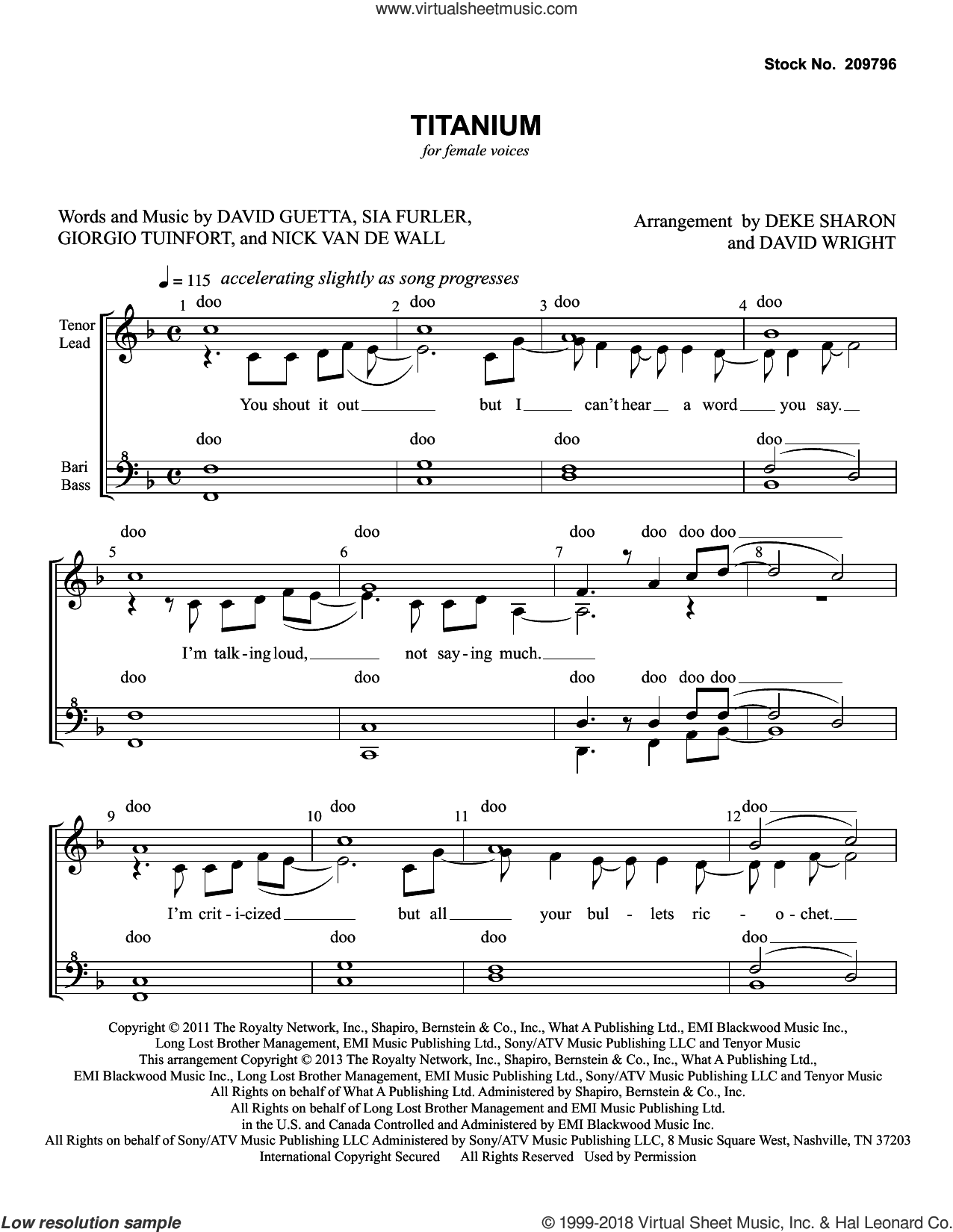 Titanium (feat. Sia) (arr. Deke Sharon, David Wright)