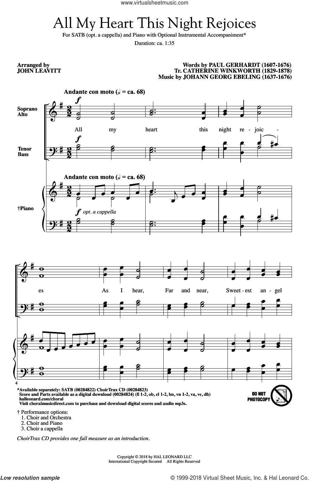 All My Heart This Night Rejoices (arr. John Leavitt)