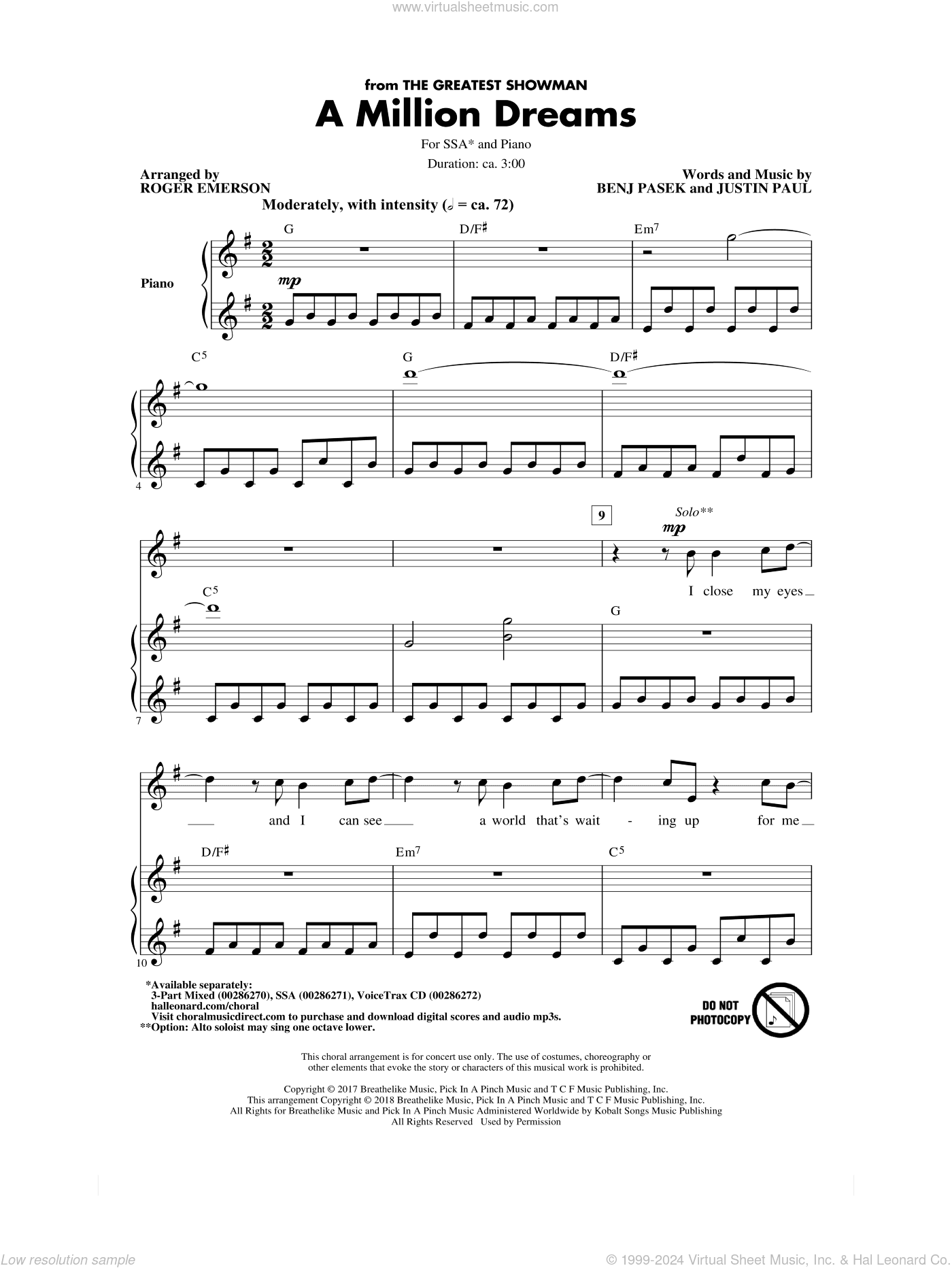 A Million Dreams (from The Greatest Showman) (arr. Roger Emerson)