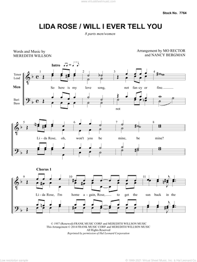 Lida Rose/Will I Ever Tell You (from The Music Man) (arr. Nancy Bergman, Mo Rector)