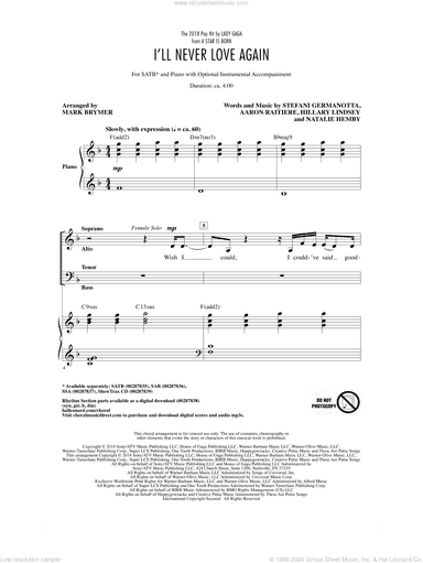 I'll Never Love Again (from A Star Is Born) (arr. Mark Brymer)