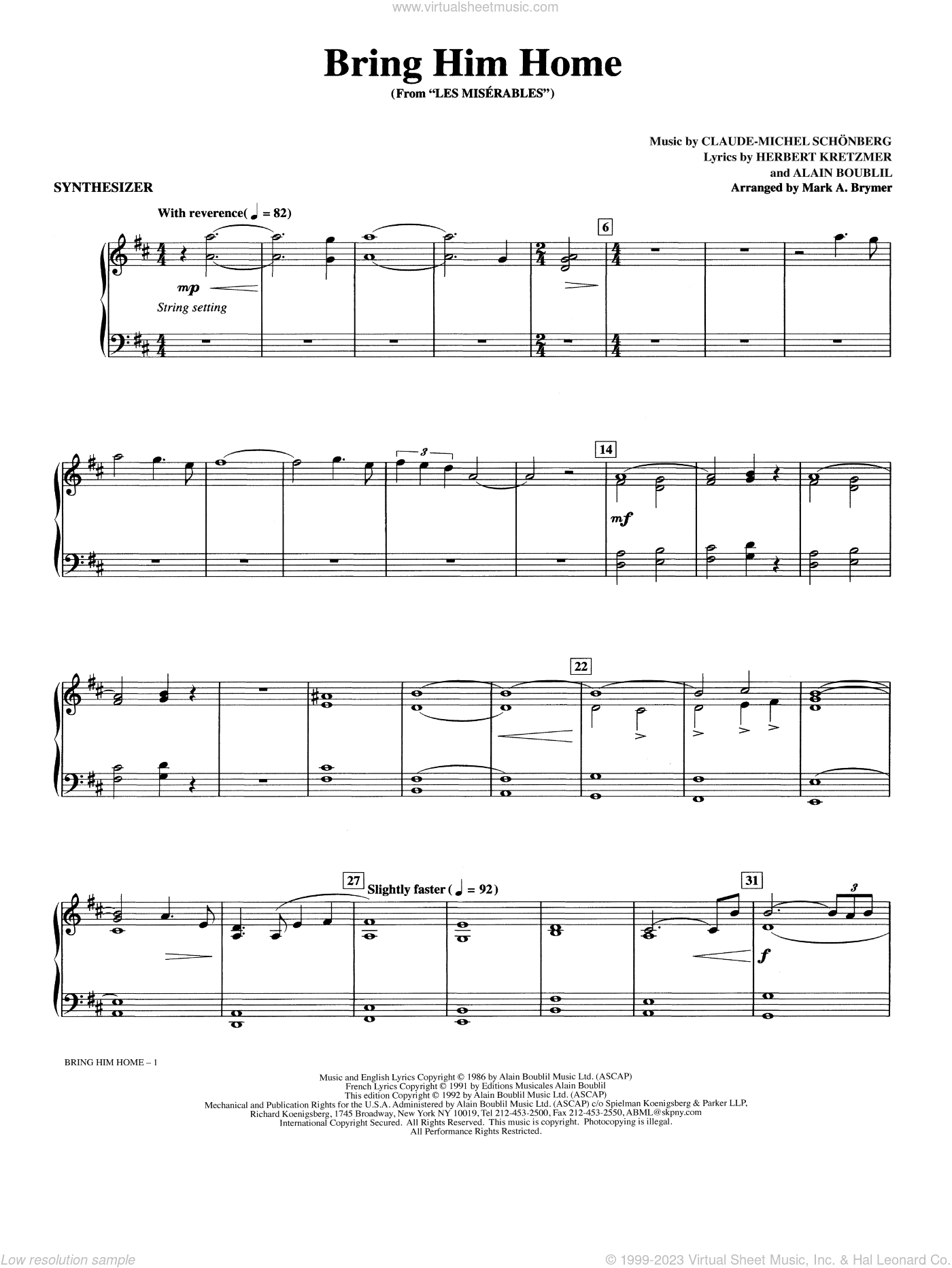 Bring Him Home (from Les Miserables) (arr. Mark Brymer)