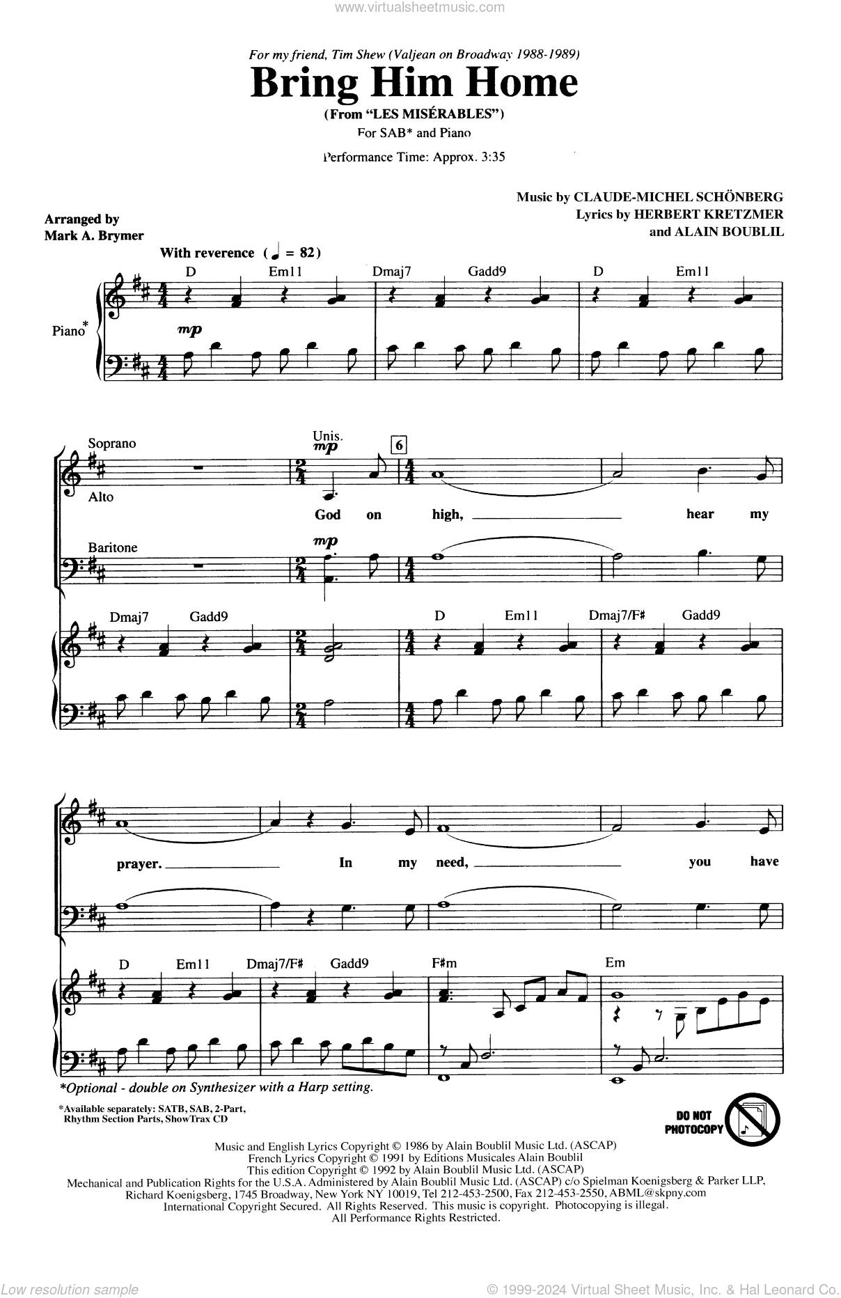 Bring Him Home (from Les Miserables) (arr. Mark Brymer)