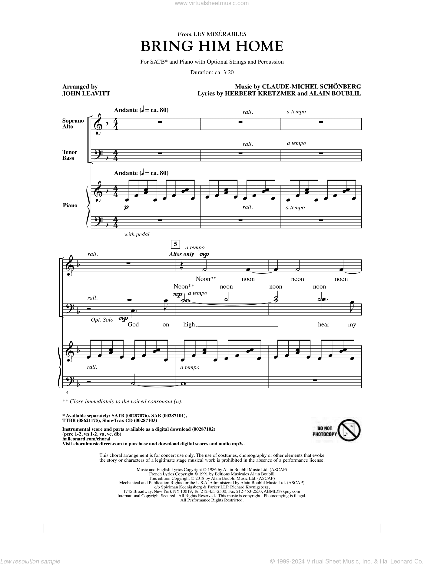 Bring Him Home (from Les Miserables) (arr. John Leavitt)