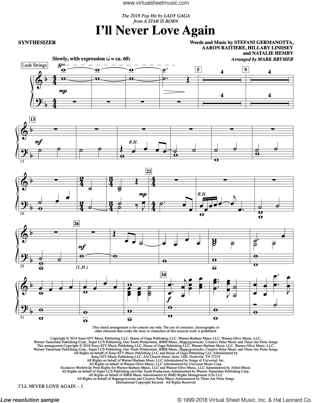 I'll Never Love Again (from A Star Is Born) (arr. Mark Brymer)