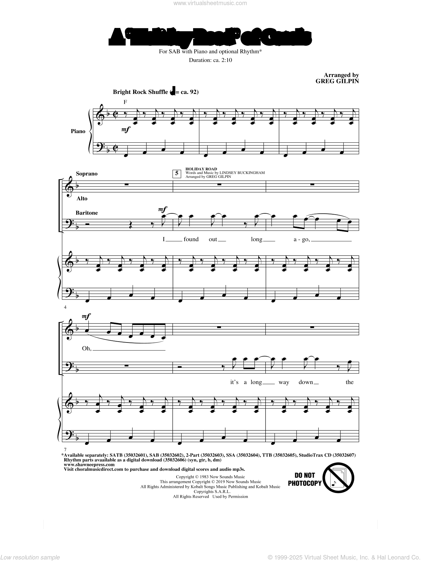 A Holiday Road Of Carols (arr. Greg Gilpin)