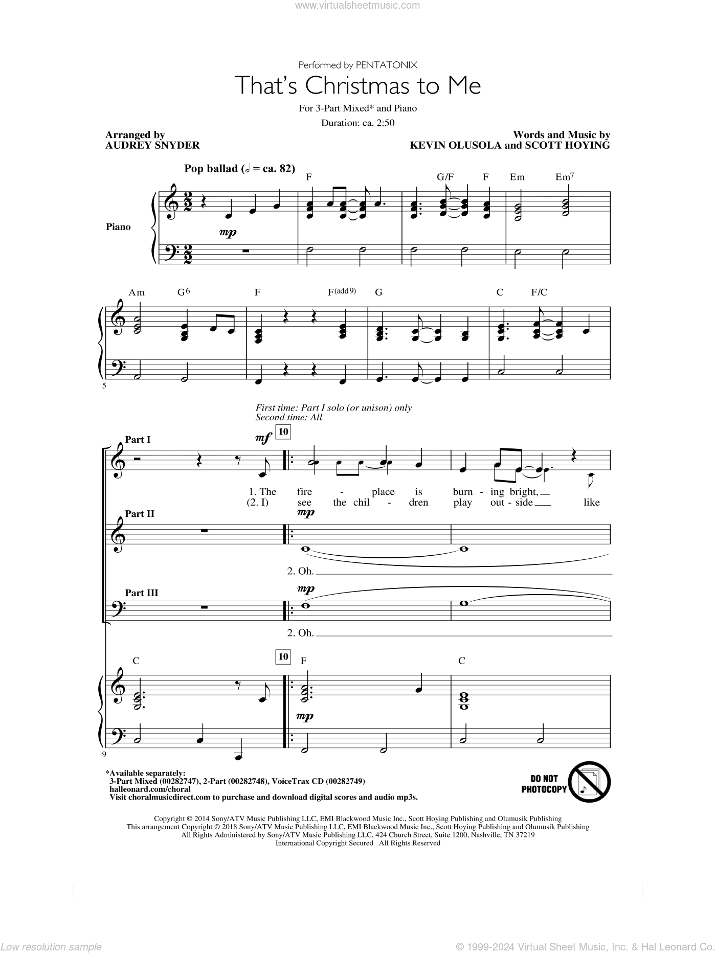 That's Christmas To Me (arr. Audrey Snyder)