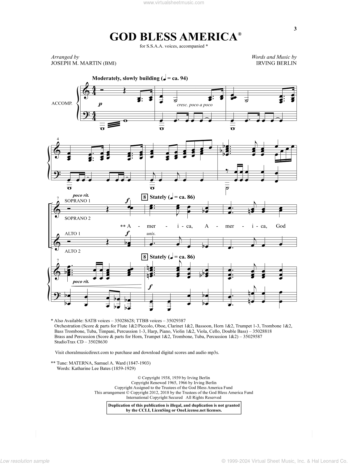 God Bless America (arr. Joseph M. Martin)