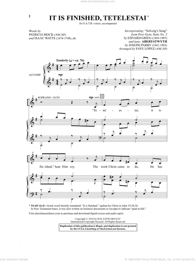 It Is Finished, Tetelestai (arr. Faye Lopez)