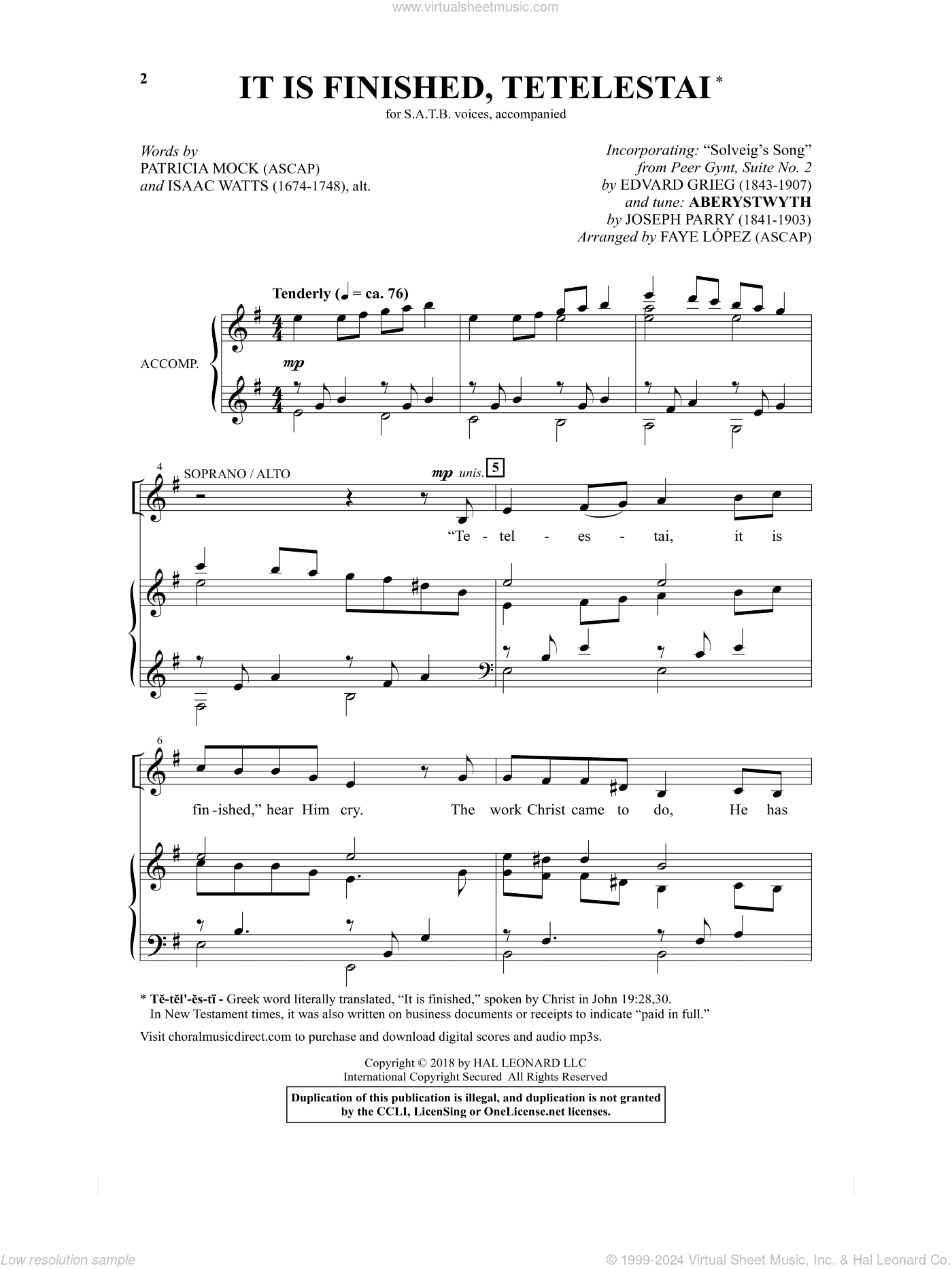 It Is Finished, Tetelestai (arr. Faye Lopez)