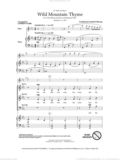 Wild Mountain Thyme (arr. Andrew Parr)